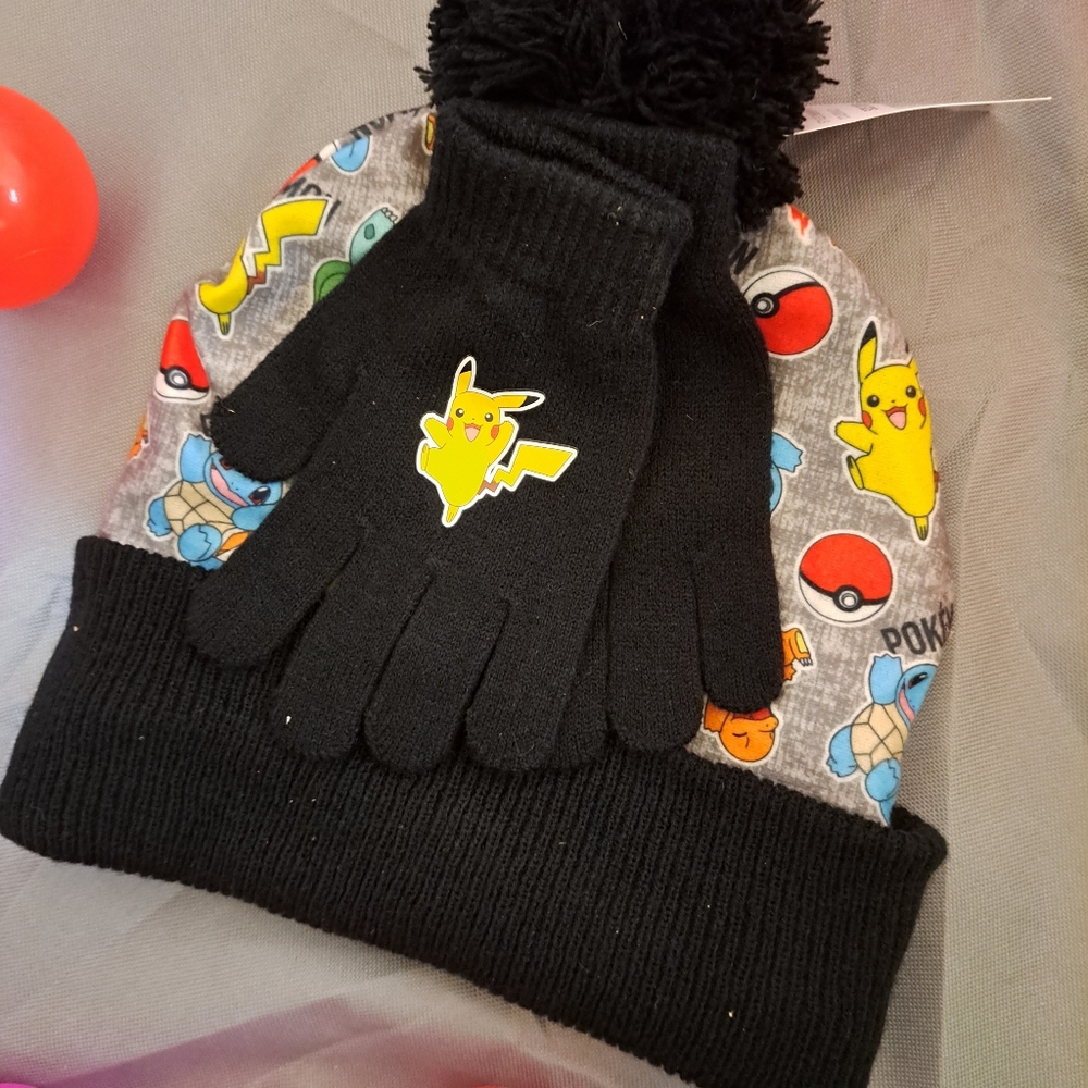 Pokémon Winter Hat and Gloves NWT